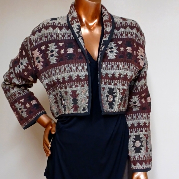 Carrie Allen Jackets & Blazers - Tribal Crop Tapestry Blazer
